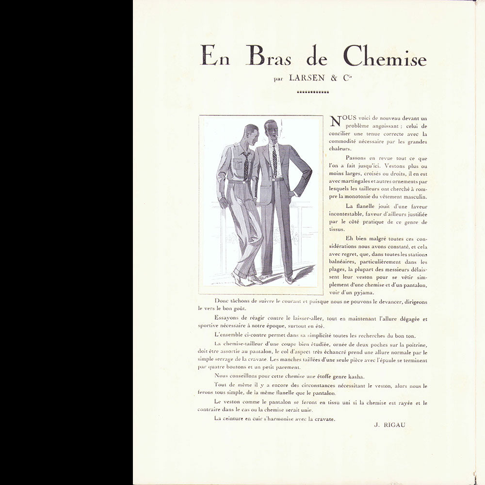 Paris, sa mode masculine, été 1931