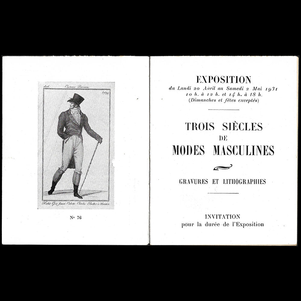 Trois Siècles de Modes Masculines, catalogue de Prouté (1931)