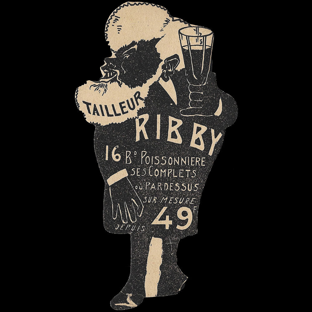 Ribby - Réunion de 4 cartes découpées du tailleur, 16 boulevard Poissonnière à Paris (1900s)