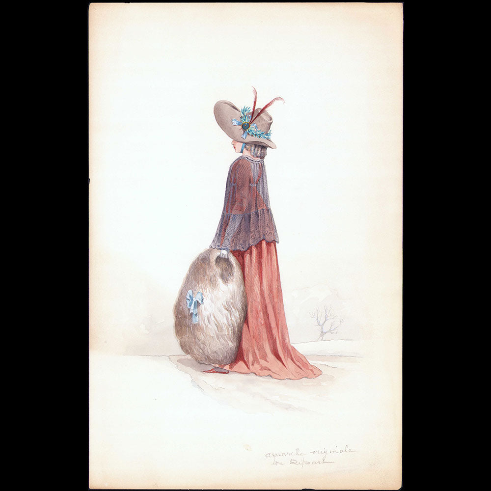 Elégante du Directoire, dessin de Georges Ripart (circa 1910)