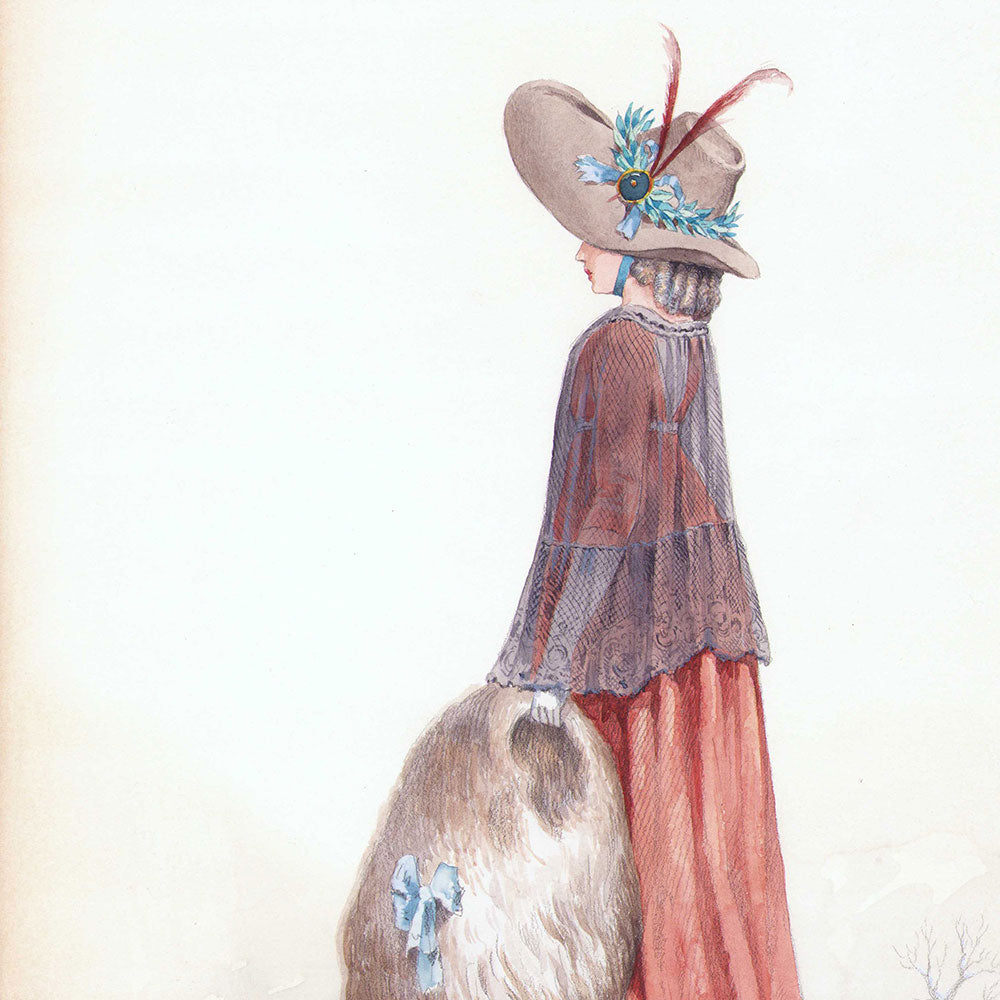 Elégante du Directoire, dessin de Georges Ripart (circa 1910)