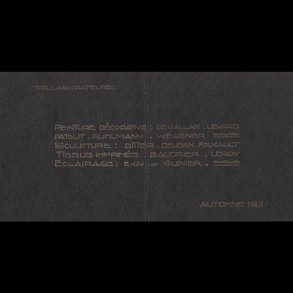 Carte de la maison Ruhlmann, rue de Lisbonne pour le salon d'automne 1913