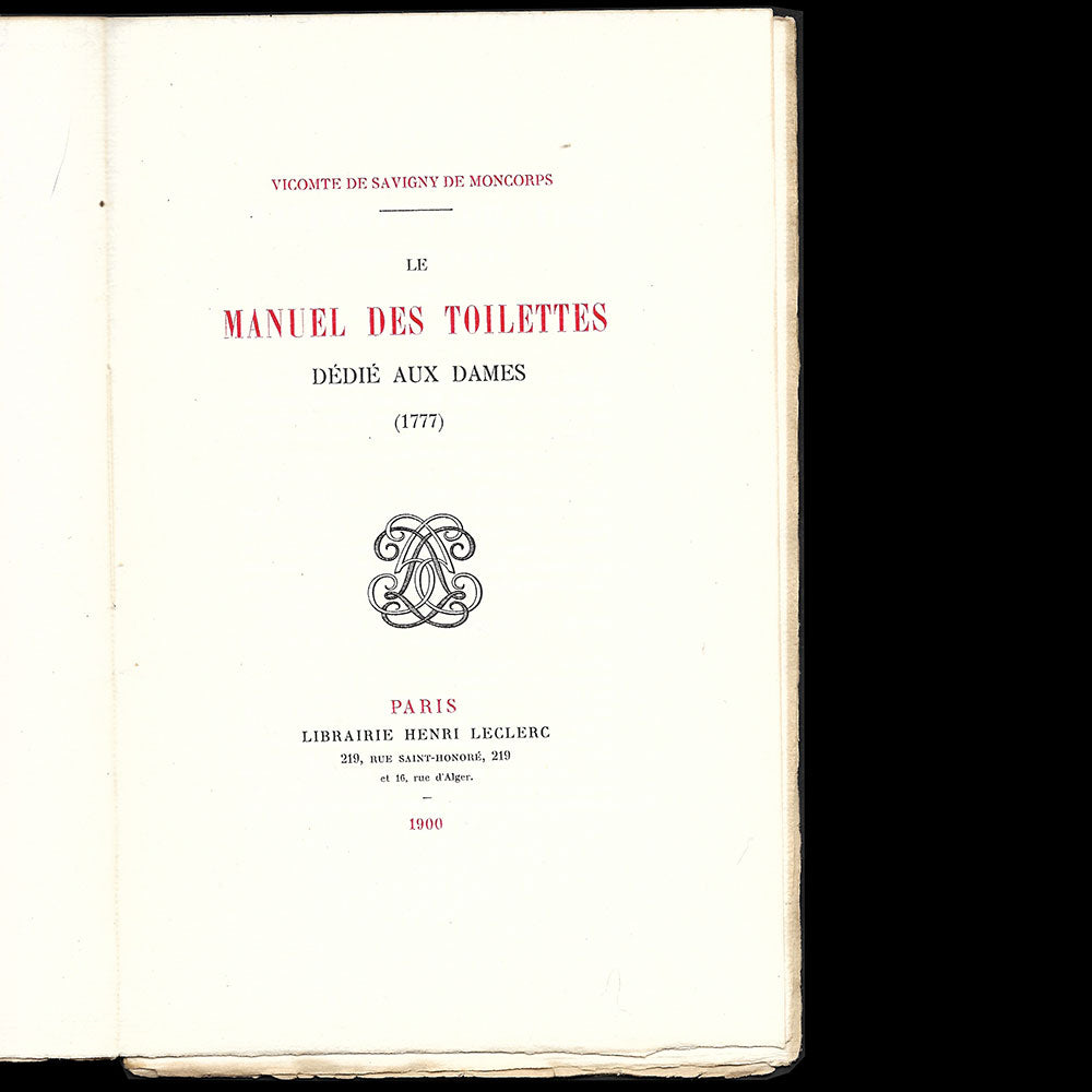 Savigny de Moncorps - Le Manuel des Toilettes dédié aux Dames, bulletin du bibliophile (1900)
