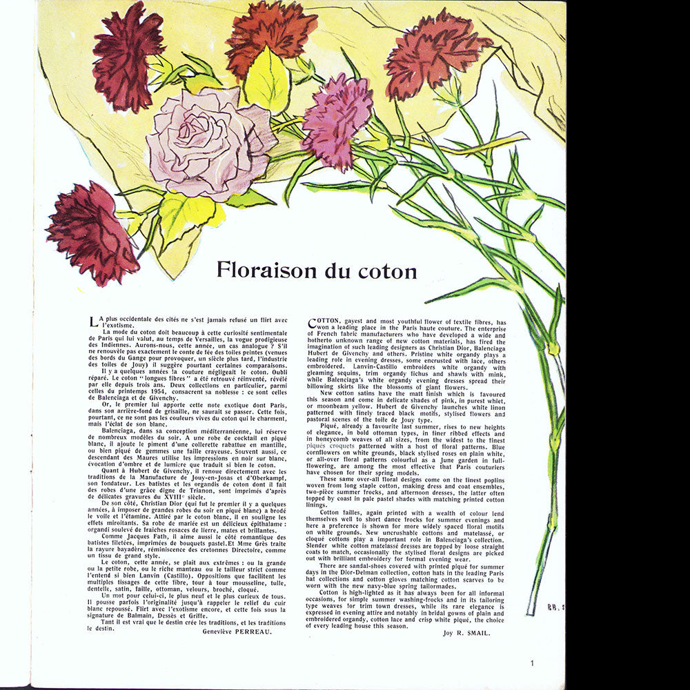 Textiles - Vogue du coton longues fibres (janvier-mars 1954)