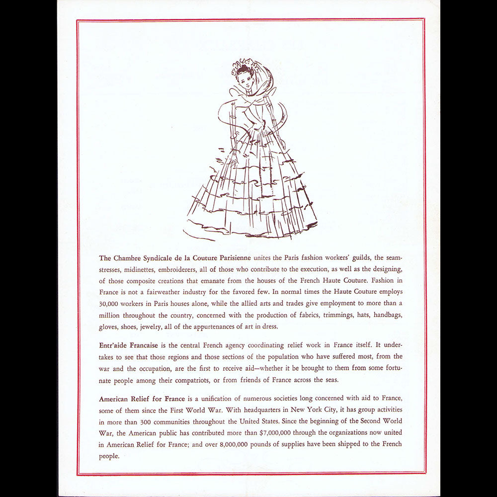 Le Théâtre de la Mode, Fantasy of Fashion - Programme de l'exposition de San Francisco (1946)