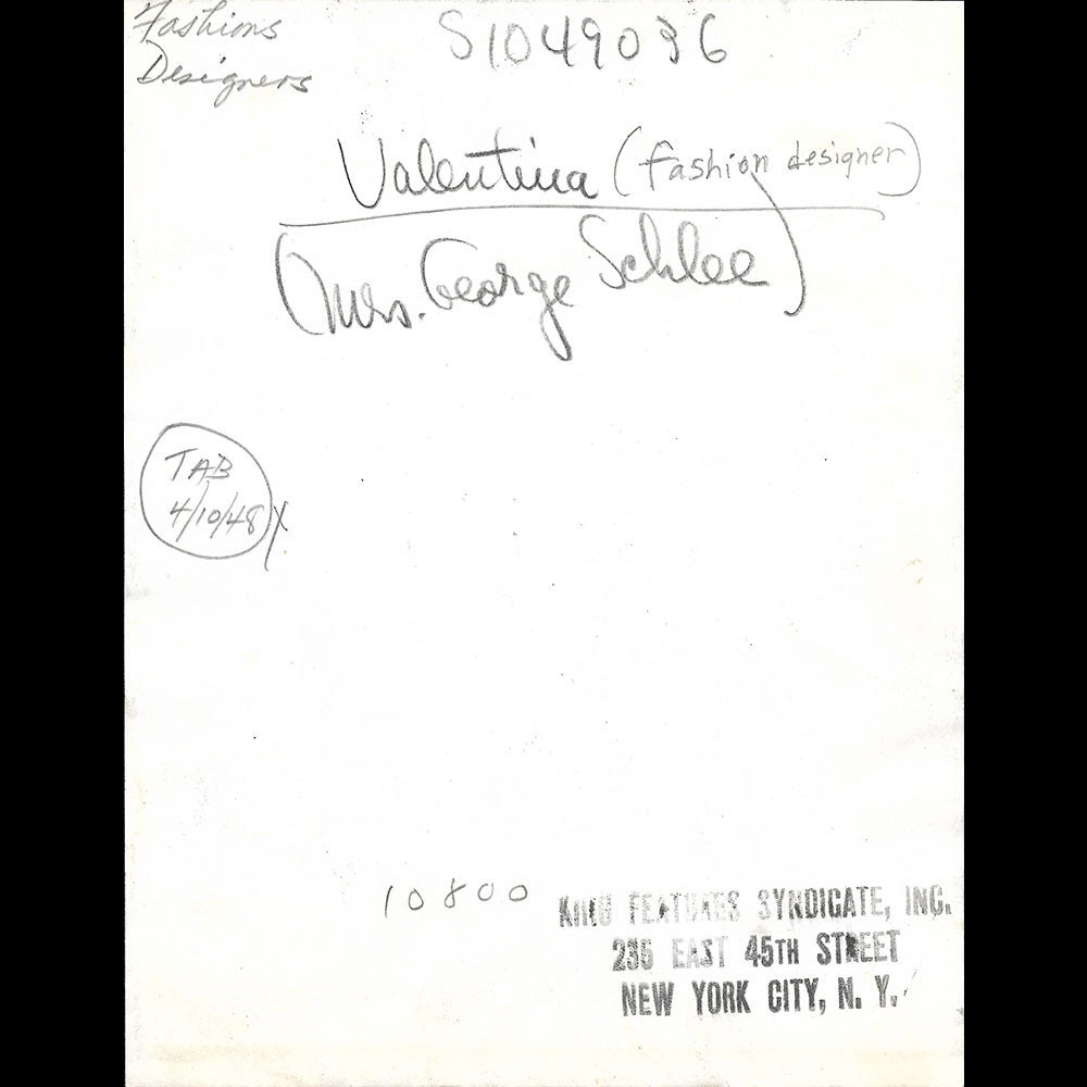 Valentina - Portrait de la couturière américaine par Frank Jurkoski (1946)