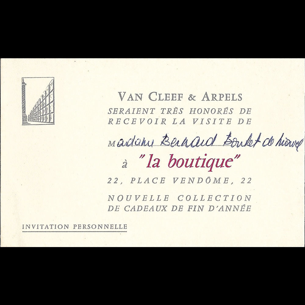 Van Cleef & Arpels - Invitation de la maison de joaillerie, 22 place Vendôme Paris (1955-1960)