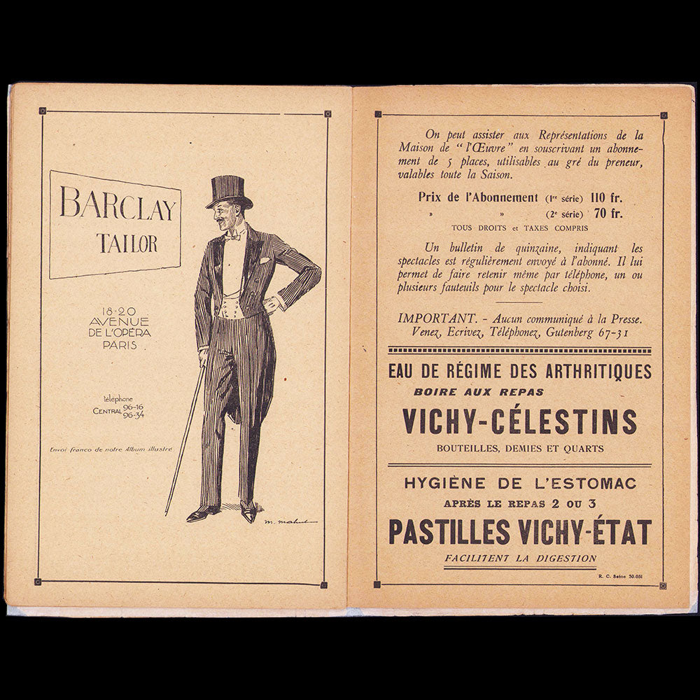 Le Baptême - Programme de théâtre, couverture de Kees Van Dongen (1925)