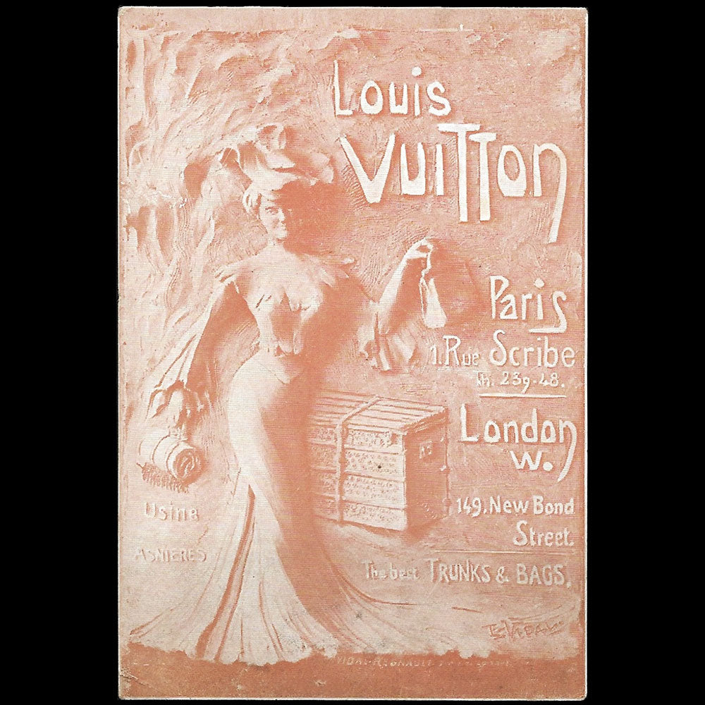 Louis Vuitton - Trunk maker's card, 1 rue Scribe in Paris and 149 New Bond Street in London (1900s)