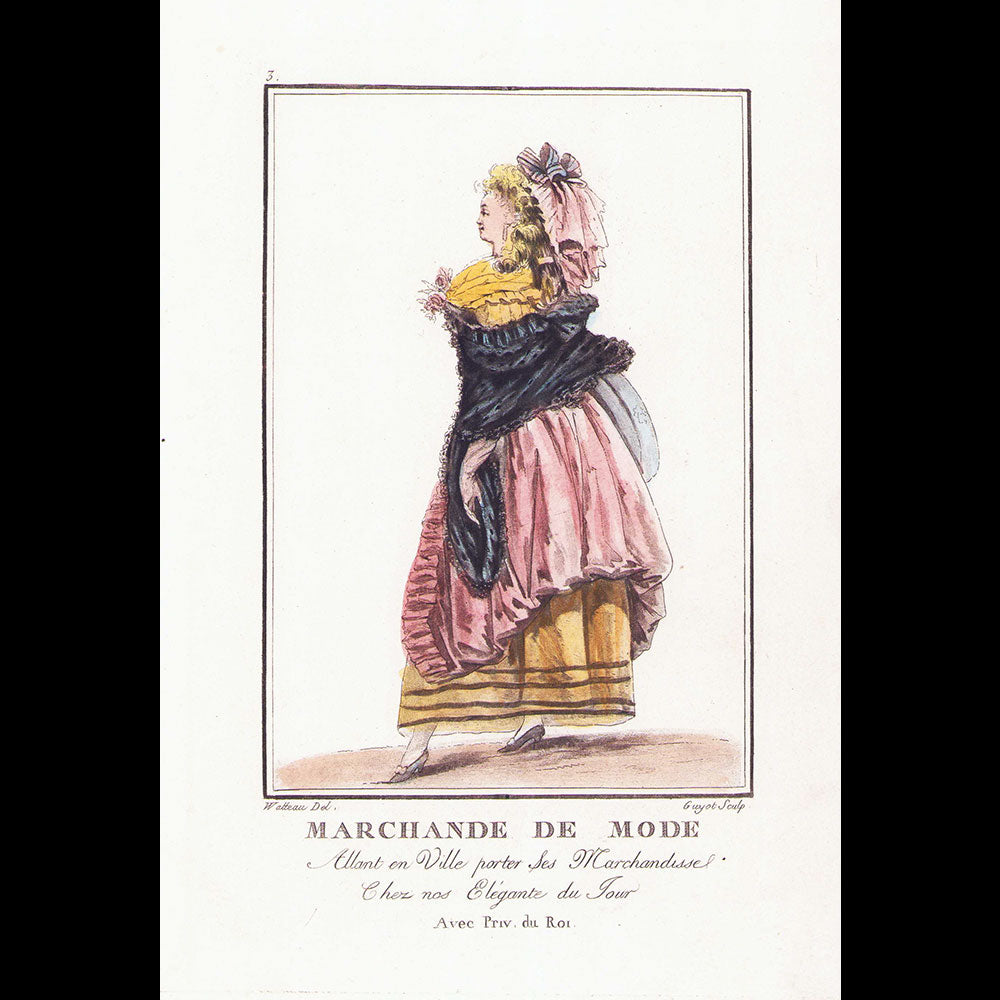 Watteau - Cris et Costumes de Paris - Marchande de Mode en 1786, copie postérieure du XXème