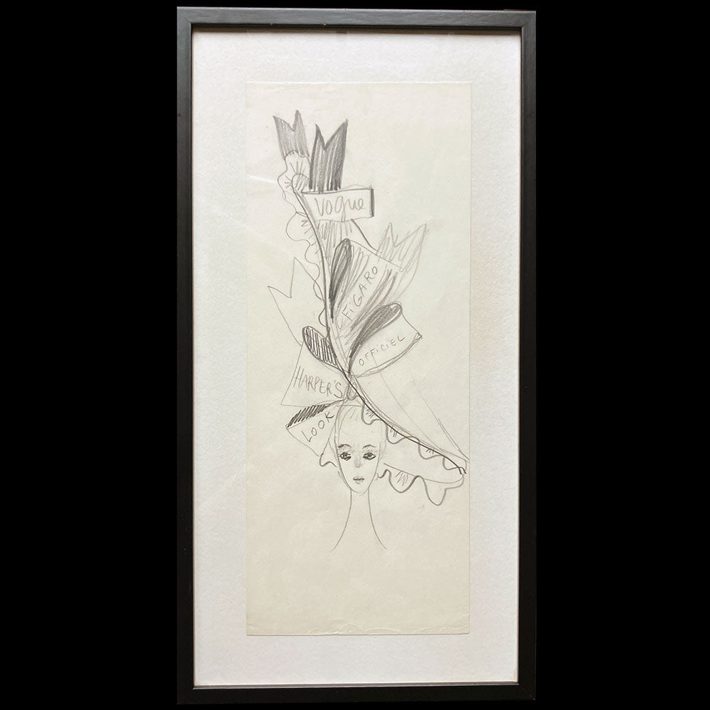 Yves Saint-Laurent - Elégante au chapeau Vogue, Figaro, Officiel, Harper's, Look (1950s)