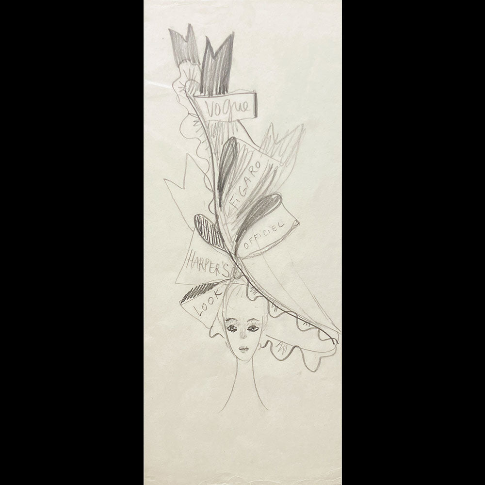 Yves Saint-Laurent - Elégante au chapeau Vogue, Figaro, Officiel, Harper's, Look (1950s)