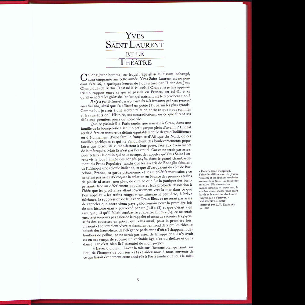 Yves Saint-Laurent et le Théâtre (1986)