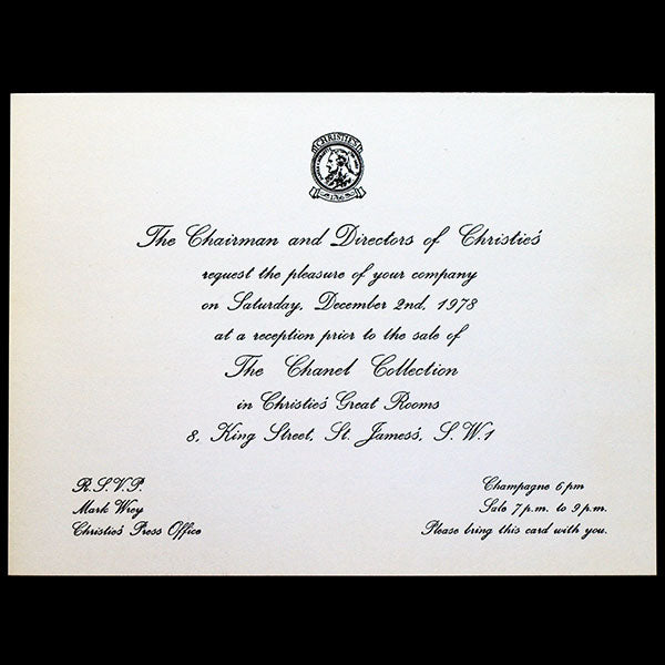 Chanel - Catalogue de la vente de la collection personnelle de Chanel par Christies - Sale of the personal collection of Chanel (1978)