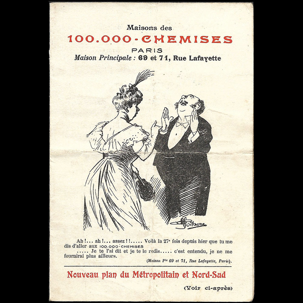 100 000 Chemises - Carte du chemisier, rue Lafayette à Paris (1912)