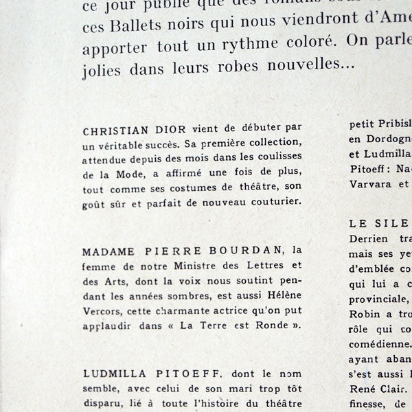 Vogue France (mars-avril 1947), les débuts de Christian Dior