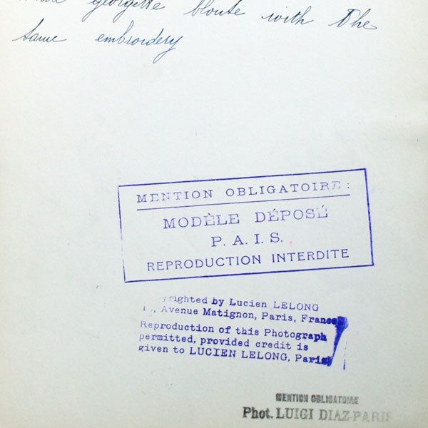 Lucien Lelong - Tailleur Gandin, photographie d'époque du studio Luigi Diaz (1934)
