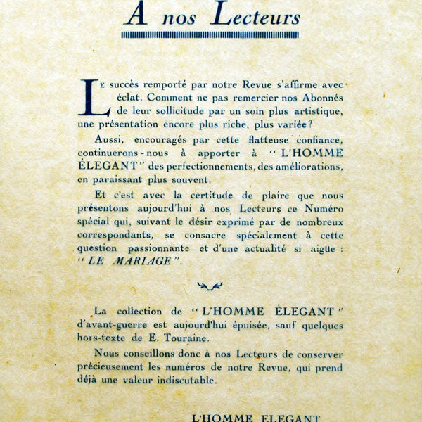 L'homme élégant, numéro spécial mariage (1922, avril)