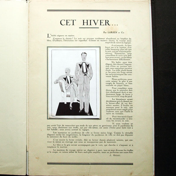 Paris, sa mode masculine, automne-hiver 1933-1934