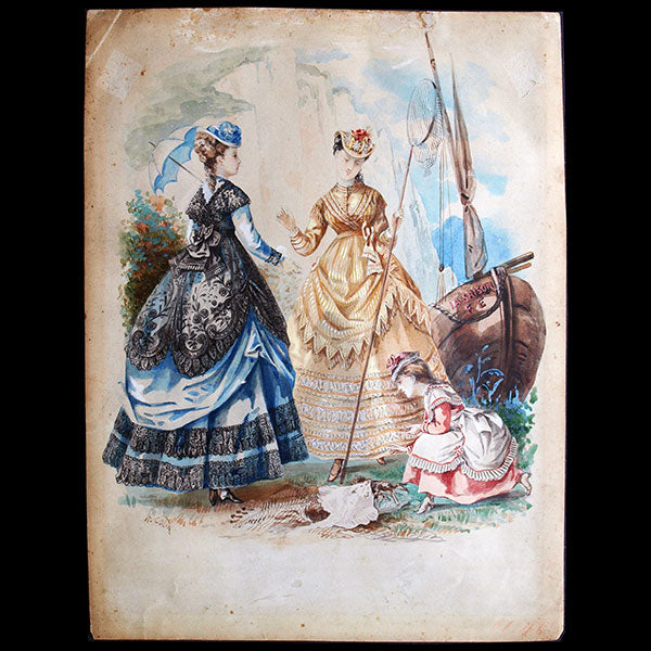 Héloise Colin Leloir - Dessin pour la revue de mode La Saison (1869)