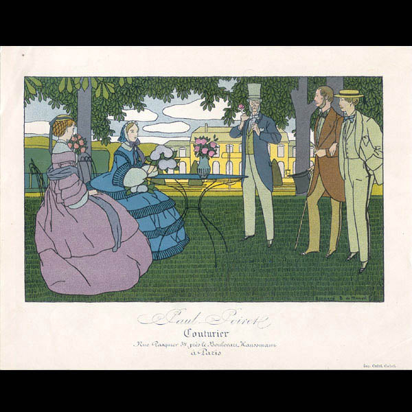 Poiret - Paul Poiret couturier rue Pasquier 37, Carte publicitaire par Boutet de Monvel (1907)