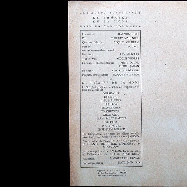 Le Théâtre de la Mode - Catalogue de l'exposition de Paris (1945)