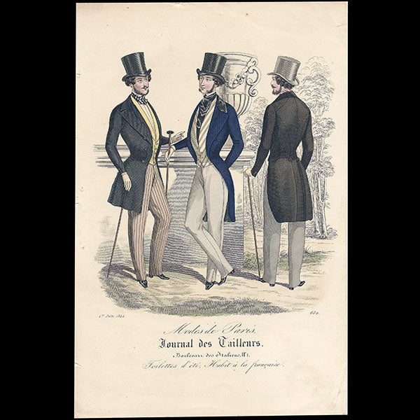 Modes de Paris, Journal des Tailleurs, gravures de mode masculine (1844)