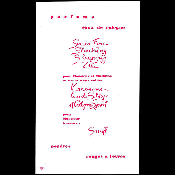 Schiaparelli - Dépliant sur les parfums (circa 1953)