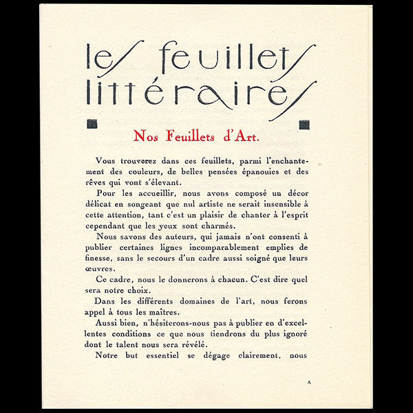 Feuillets d'Art - maquette miniature de présentation de la revue (1919)