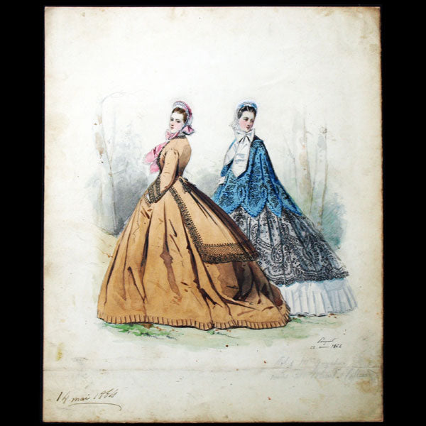 Dessin d'Hippolyte Pauquet pour le Petit Courrier des Dames (1864)