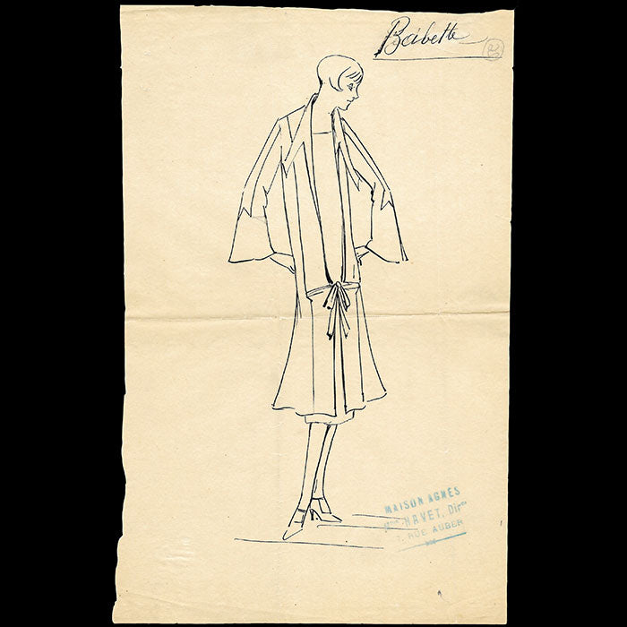 Agnès - Babette dessin d'une robe (circa 1920)