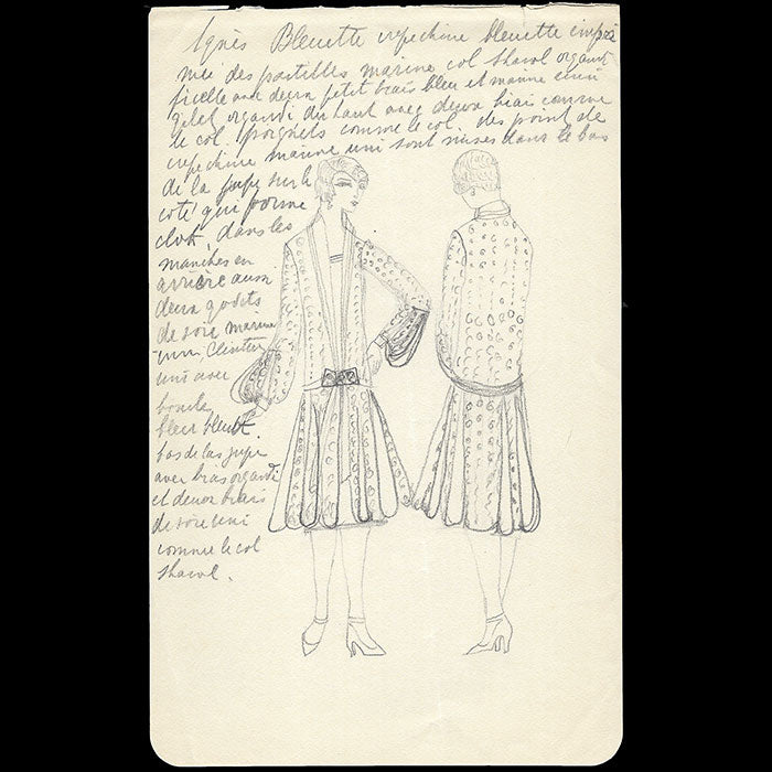Agnès - Dessin de la robe Bleuette (1920s)