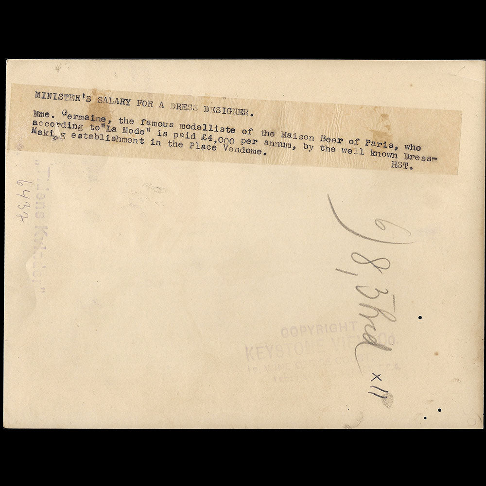 Beer - Portrait de la modèliste Madame Germaine par D'Ora (1928)