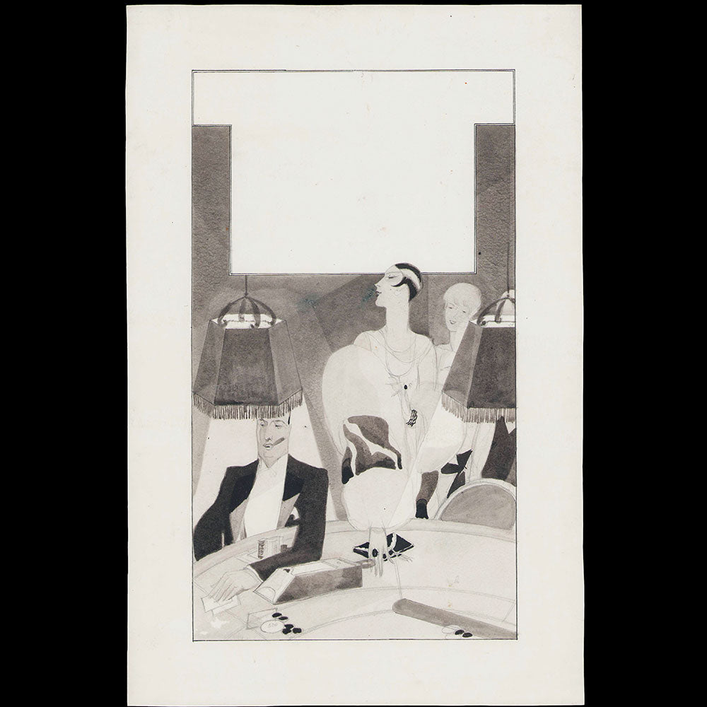 Zyg Brunner - Elégante au Casino, dessin pour le Jardin des Modes (1927)