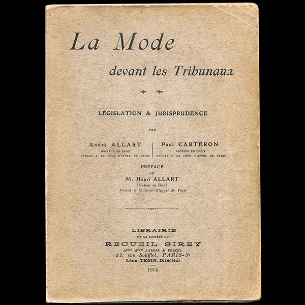 La Mode devant les Tribunaux, législation & jurisprudence (1914)