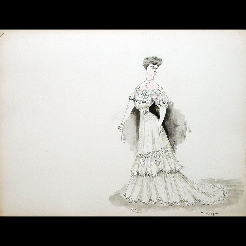 Calvayrac - Réunion de 12 dessins pour l'hiver 1904