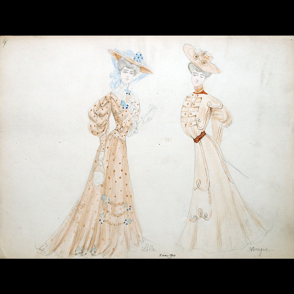 Calvayrac - Réunion de 12 dessins pour l'hiver 1904