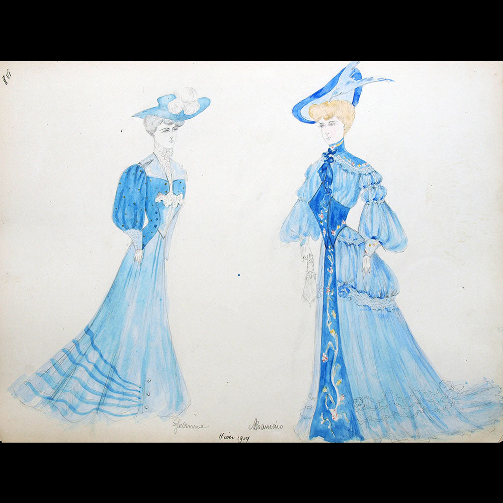 Calvayrac - Réunion de 12 dessins pour l'hiver 1904