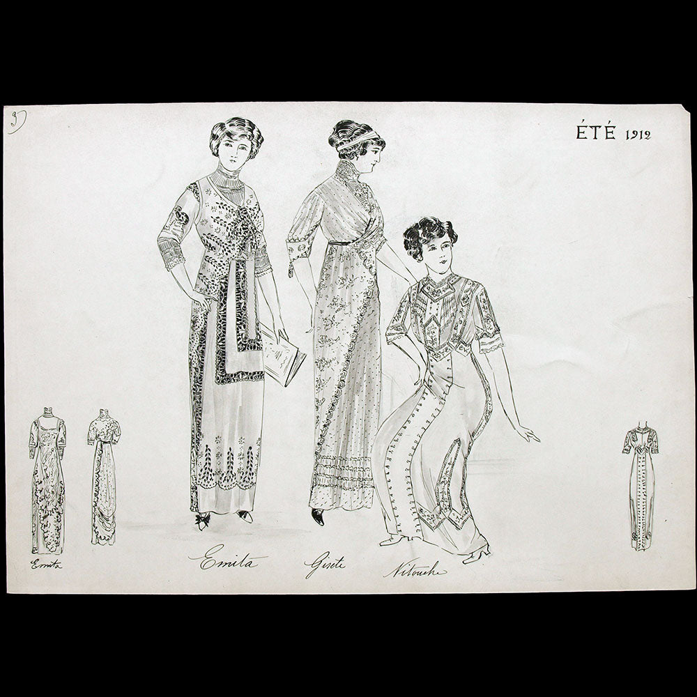 Calvayrac - Réunion de trois dessins pour l'été 1912