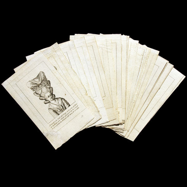 Suite de 31 Coiffures, inspirées de la Gallerie des Modes et Costumes Français (circa 1780)