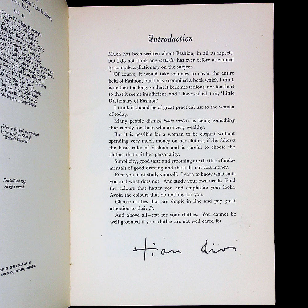 Christian Dior's little dictionary of fashion (1954)