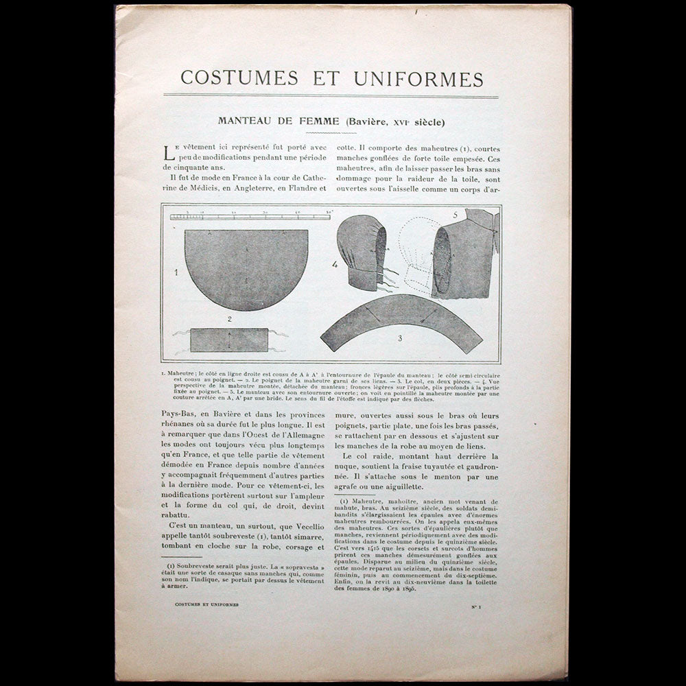 Costumes & Uniformes, revue de la Société de l'Histoire du Costume, n°1 (avril 1912)