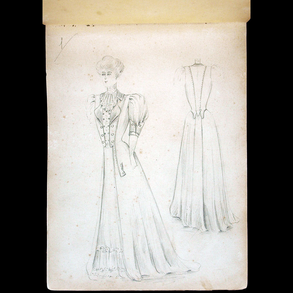 Recueil de 56 dessins d'une maison de couture pour les années 1891, 1892 et 1893