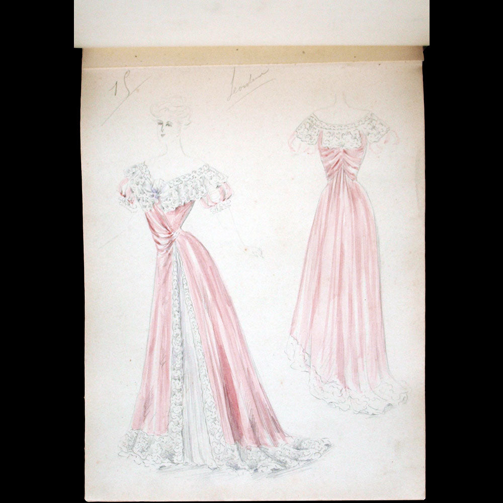 Recueil de 56 dessins d'une maison de couture pour les années 1891, 1892 et 1893