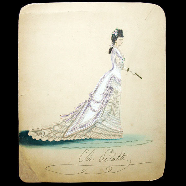 Dessin de Charles Pilatte pour les maisons Worth ou Ghys (circa 1860-1870)