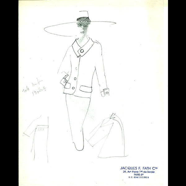 Fath - Dessin de la maison Jacques Fath (circa 1950)