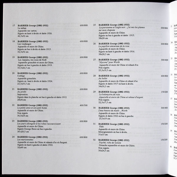 George Barbier - Catalogue de la vente du 15 avril 2004