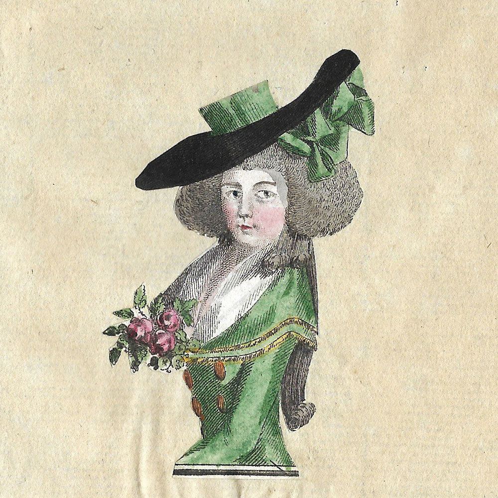 Réunion de 4 découpis de gravures de mode (circa 1780s)