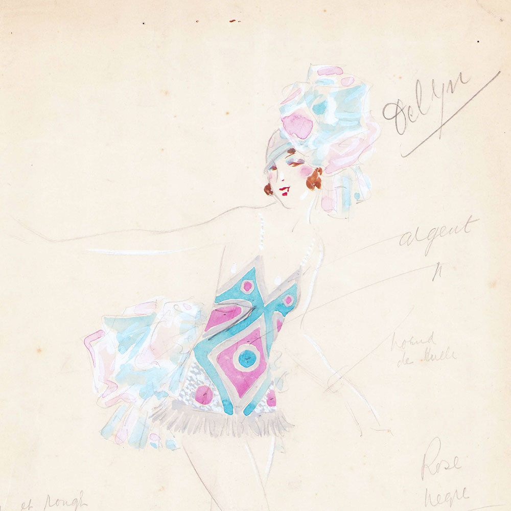 Dessin d'un costume de scène pour Delyn (1920s)