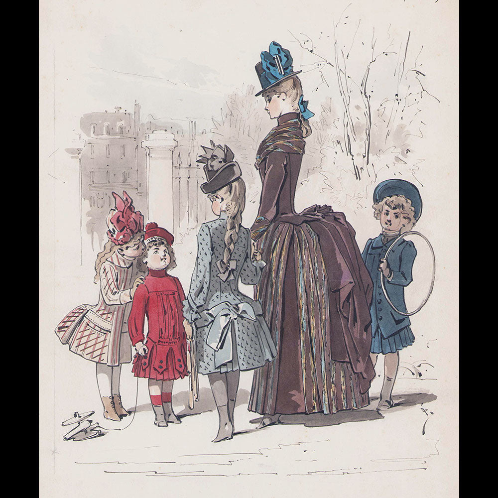 Mademoiselle Petit - Modèles pour enfants, dessin pour une revue de mode (1887)